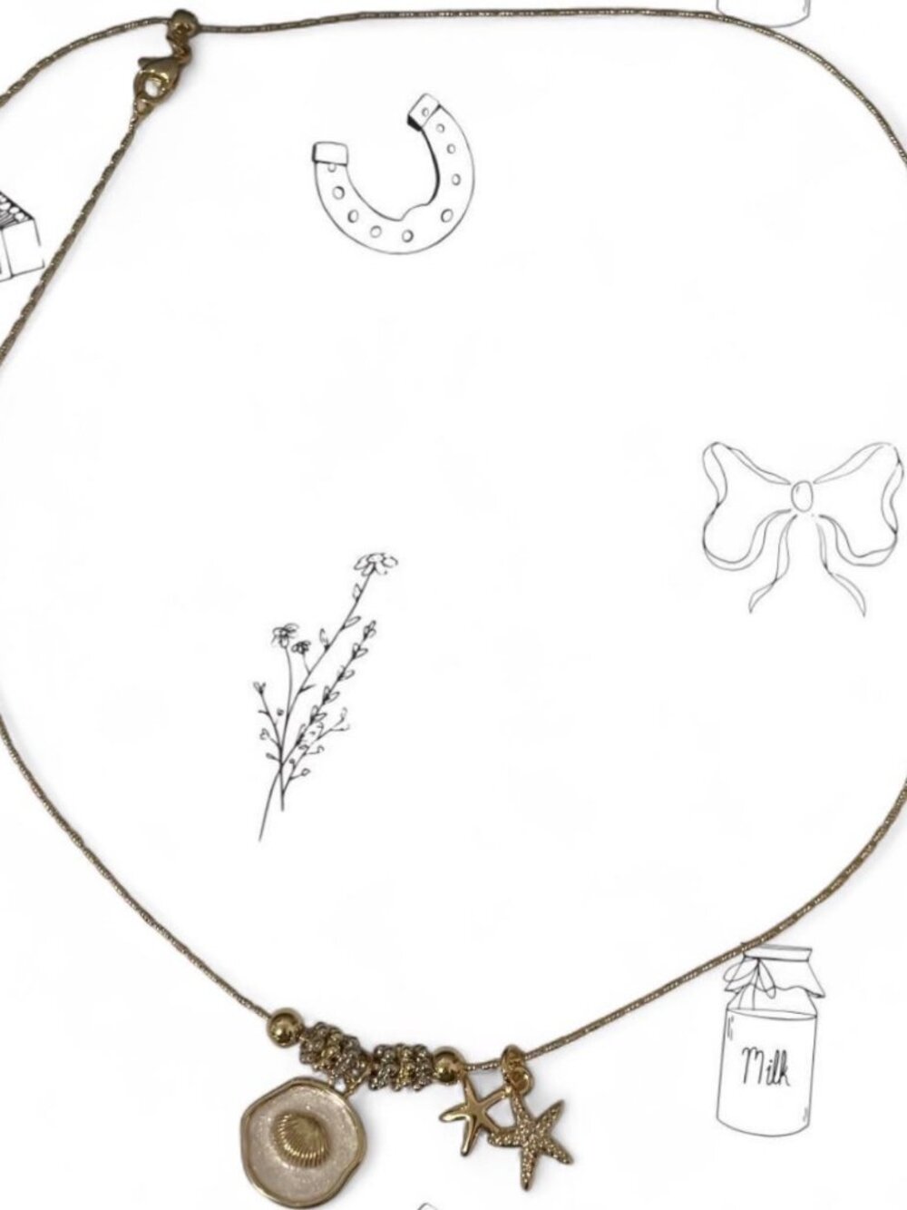 thrifted italy 18k gold starfish shell necklace